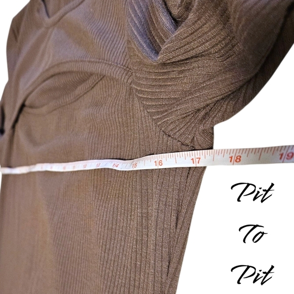 Y2K Ribbed Long Sleeve Top Chest Cutout Brown M Stretchy Fitted Baddie 2000s - Picture 6 of 11